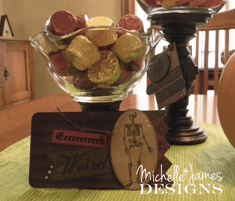 Halloween Candy Bar - www.michellejdesigns.com - create a fun Halloween Candy Bar using thrift store candle holders and glass items. 