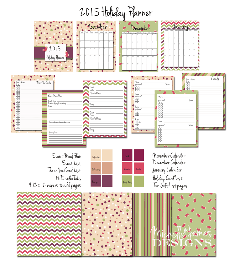 2015 Holiday Planner - www.michellejdesigns.com