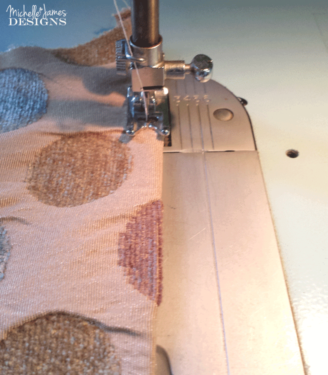 DIY Lined Baskets - Stitching the top edge with the sewing machine. 