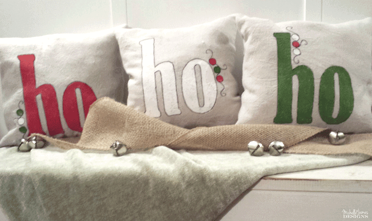 These holiday ho ho ho pillows are perfect for home holiday decor. - www.michellejdesigns.com