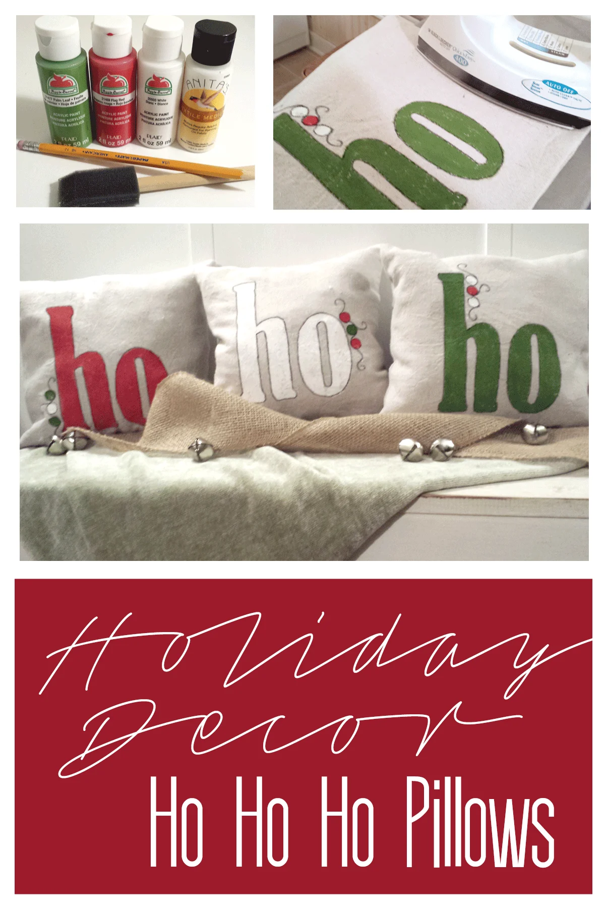 These holiday ho ho ho pillows are perfect for home holiday decor. - www.michellejdesigns.com