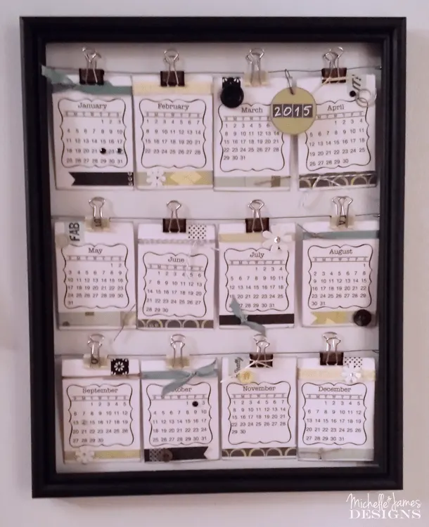 Create a new year calendar each year with stickers, card stock and embellishments. Stay organized each year with a New Year calendar