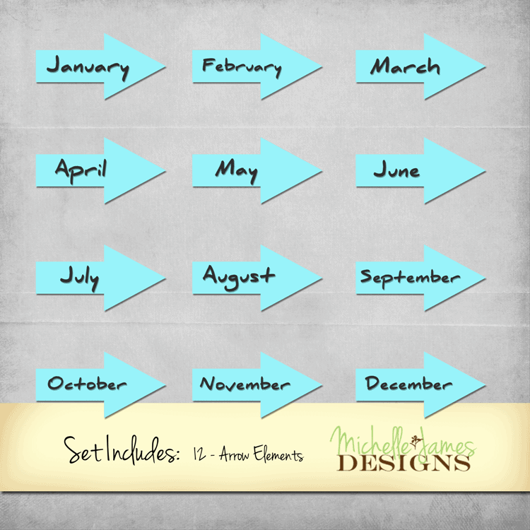 Months of the Year Arrows - www.michellejdesigns.com