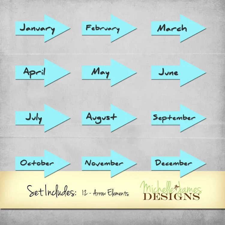 Months of the Year Arrows - www.michellejdesigns.com