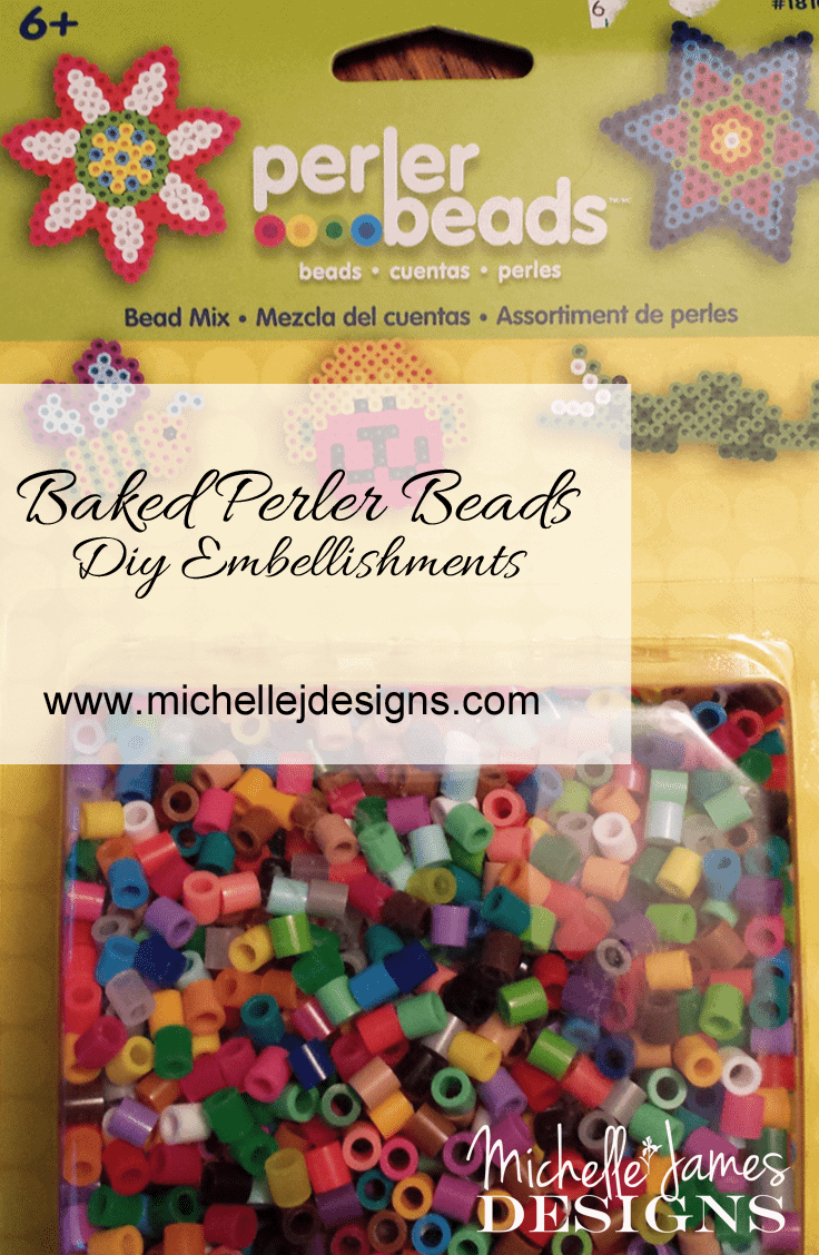 Baked Perler Beads - DIY Embellishments - www.michellejdesigns.com - These Perler Beads are fun to bake in the oven and use as embellishments on scrapbook pages and other crafty projects!