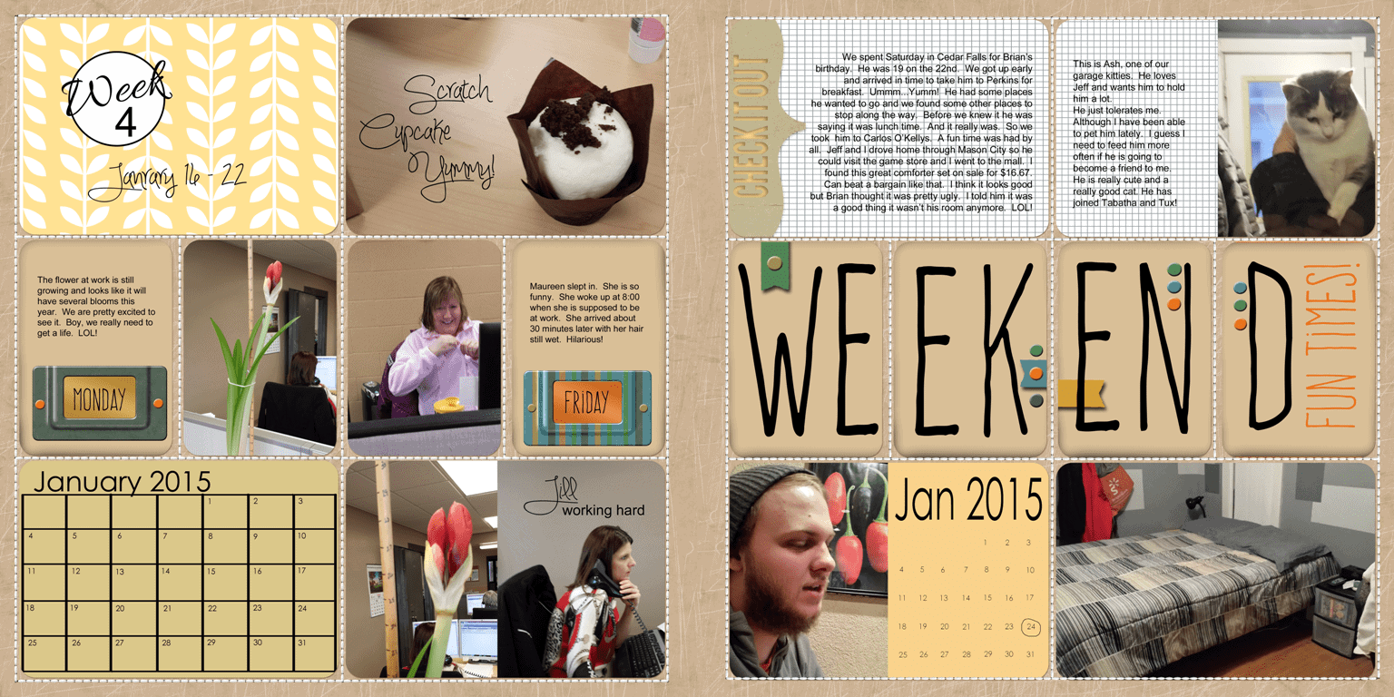 Week 4 - 2015 Project Life pages - www.michellejdesigns.com