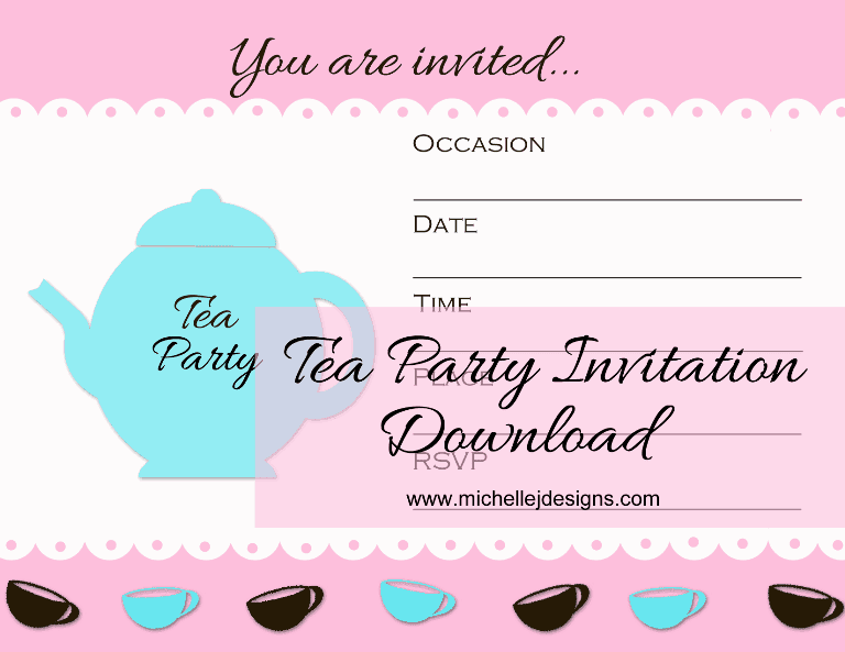 Guest Post Tea Party Invitation - www.michellejdesigns.com