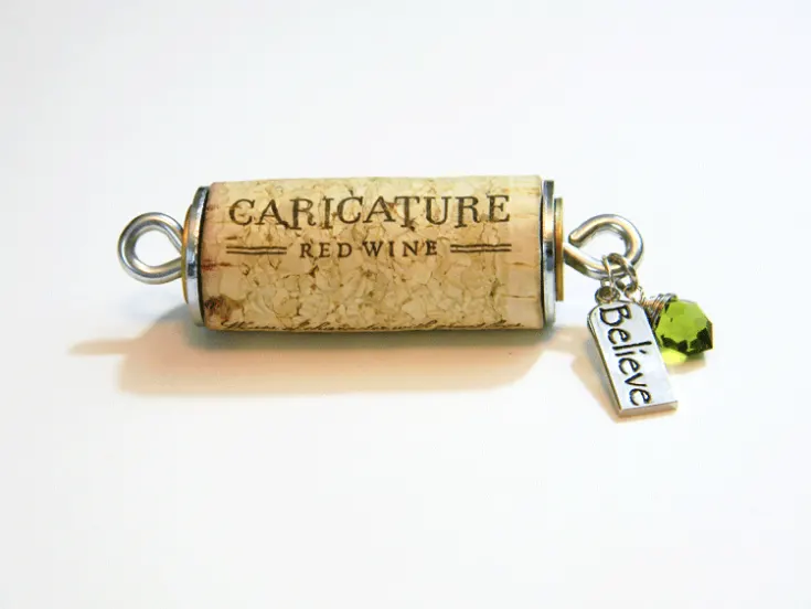 Finished personalized wine cork key chaing