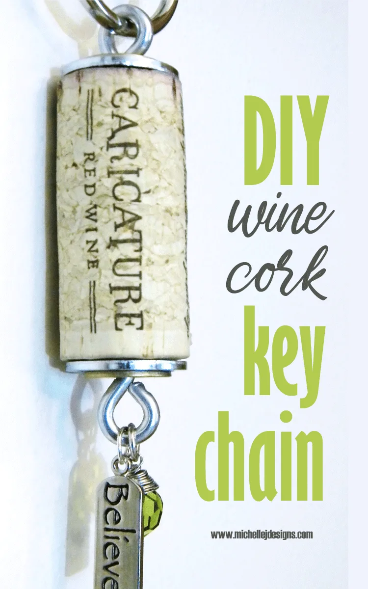 Finished wine cork key chain with charms.