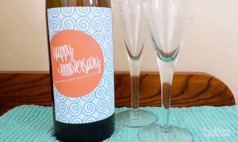 Wine Labels - www.michellejdesigns.com - Print your own wine labels for anniversary and birthday gifts