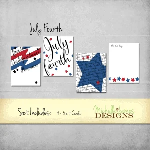 July-Fourth-Kit - www.michellejdesigns.com This fun freebie is available to download now. The patriotic colors are perfect for cards, scrapbooks and Project Life/Pocket pages