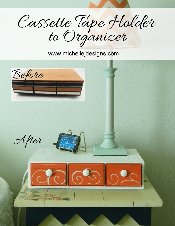 Cassette Tape Holder to Organizer - www.michellejdesigns.com - I never have liked the look of these cassette holders from the 80's. I turned it into an organizer!