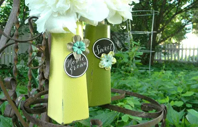 These shampoo bottles from Trader Joes are the perfect plastic bottle upcycle. I painted them and created some awesome vases with a farmhouse style. - www.michellejdesigns.com