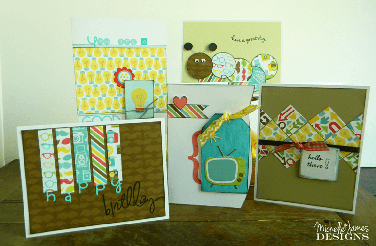August Card Class and Kit - www.michellejdesigns.com - Create five cards using the Doodlebug Essentials Day to Day Collection