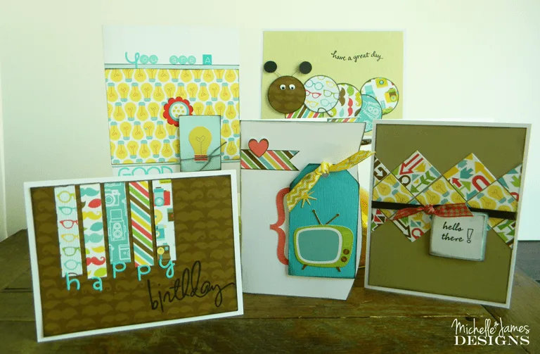 August Card Class and Kit - www.michellejdesigns.com - Create five cards using the Doodlebug Essentials Day to  Day Collection