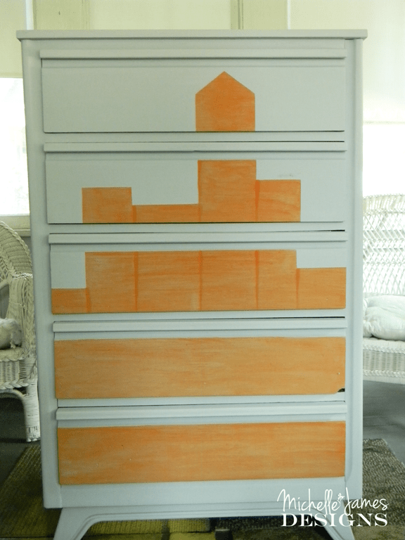 Cityscape Dresser Flip - www.michellejdesigns.com - A dresser for storage in the guest bedroom and created for the Fab Furniture Flippin Contest