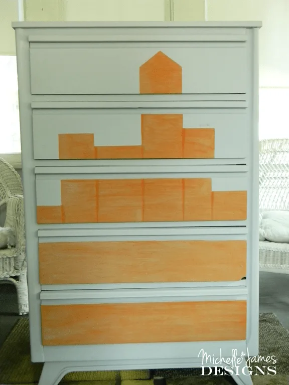 Cityscape Dresser Flip - www.michellejdesigns.com - A dresser for storage in the guest bedroom and created for the Fab Furniture Flippin Contest