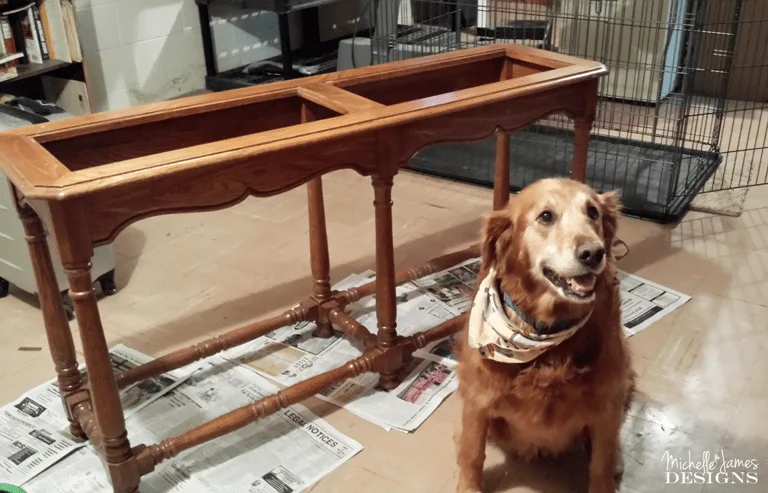 Beach Inspired Sofa Table - www.michellejdesigns.com - I was happy to help create this beachy sofa table for a friend. Look how we transformed it from dullsville to beachy keen!