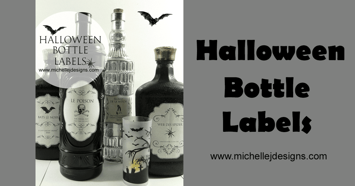 Create your own potion bottles with these Halloween Bottle Labels. Paint your bottles and add the Halloween Labels for some spooky Hallwoeen decor! - www.michellejdesigns.com