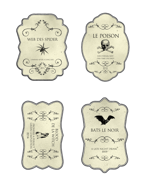 Halloween Bottle Labels - Michelle James Designs