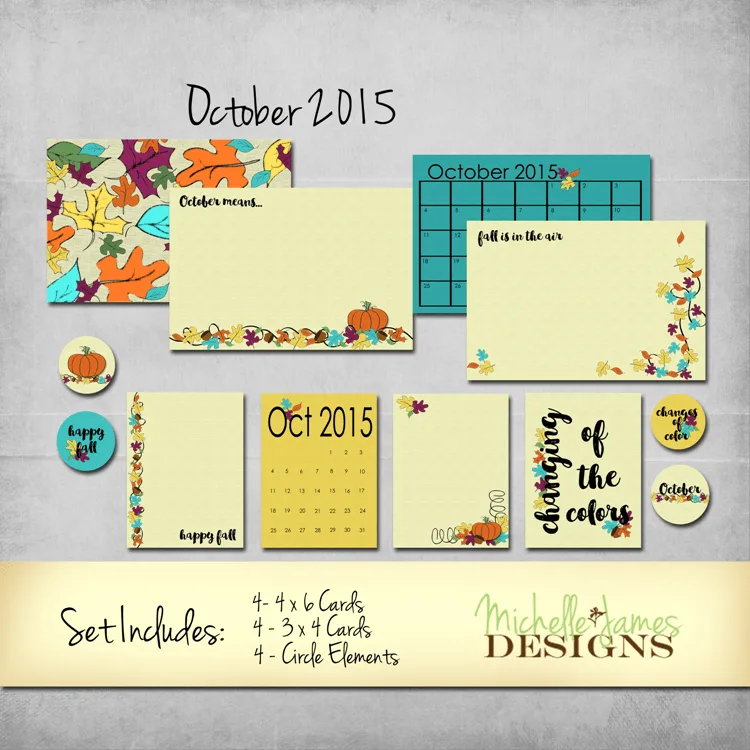 October 2015 Kit - Project Life Pocket Pages - Michelle James Designs