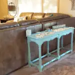 Beach Inspired Sofa Table - www.michellejdesigns.com - I was happy to help create this beachy sofa table for a friend. Look how we transformed it from dullsville to beachy keen!