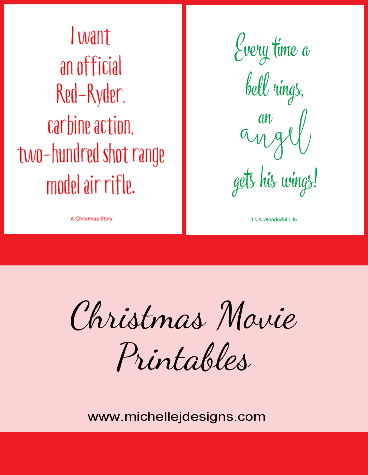 Christmas Movie Printables - www.michellejdesigns.com - Print and frame these classic quotes from A Christmas Story and It's A Wonderful Life to hang each holiday season!