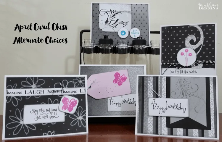 April Card Class - Graduation - www.michellejdesigns.com - Create five grad cards...don't need grad cards? Turn over the paper and change it up!