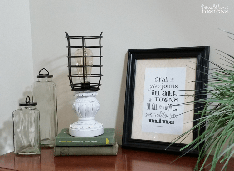 Farmhouse Look Lamp on a Budget - www.michellejdesigns.com - I love the farmhouse look. I created this lamp from Thrift store parts and I think it would fit into any farmhouse decor