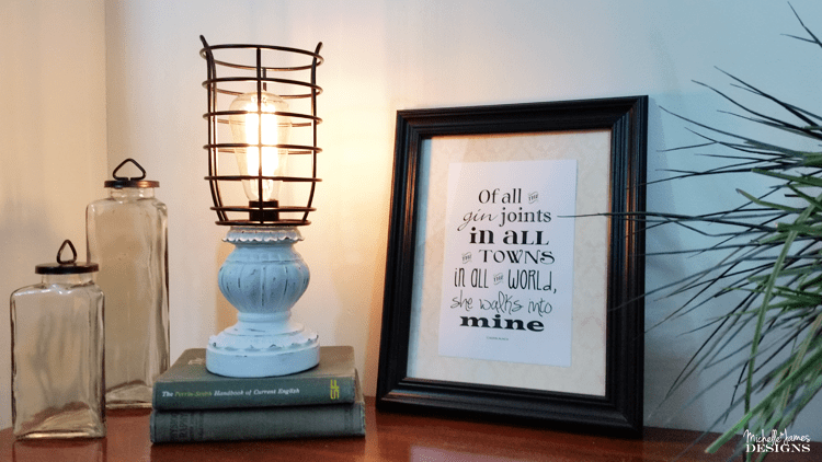 Farmhouse Look Lamp on a Budget - www.michellejdesigns.com - I love the farmhouse look. I created this lamp from Thrift store parts and I think it would fit into any farmhouse decor