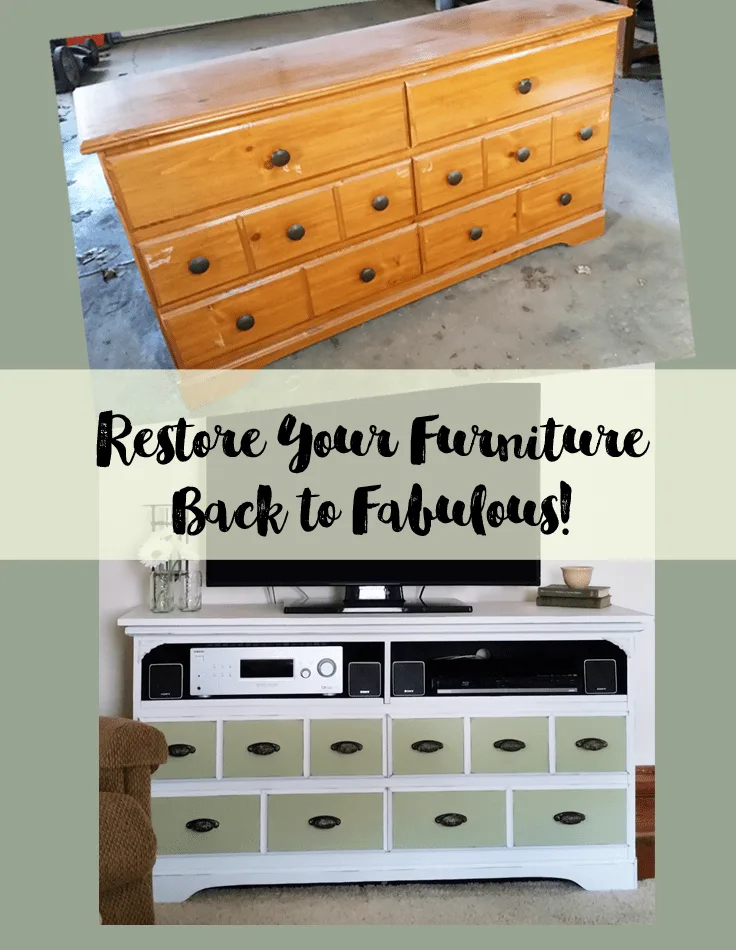 How to Restore Your Furniture Back To Fabulous - www.michellejdesigns.com - Come see how we restored this worn out dresser back to a fabulous piece of furniture!