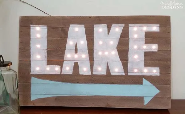 Wooden Lake Marquee Sign - www.michellejdesigns.com - Join me for Fun at the Five in Emmetsburg on Saturday, June 4, 2016!