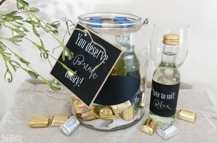 Create a Gift In a Jar - www.michellejdesigns.com - This is the perfect gift for anyone who has a little stress in their lives. It is an instant pick-me-up. Show them how much you care!