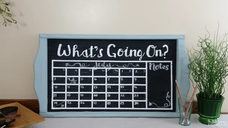 How To Create A Chalkboard Calendar - www.michellejdesigns.com - Create and amazing and affordable chalkboard calendar with a frame, some wood and some paint!