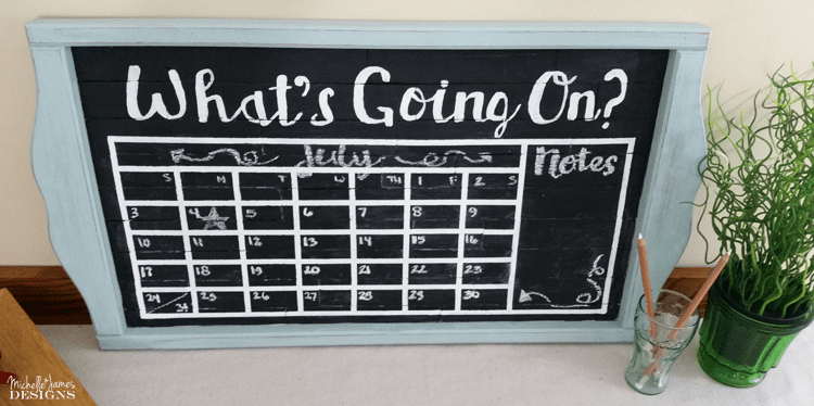 How To Create A Chalkboard Calendar - www.michellejdesigns.com - Create and amazing and affordable chalkboard calendar with a frame, some wood and some paint!