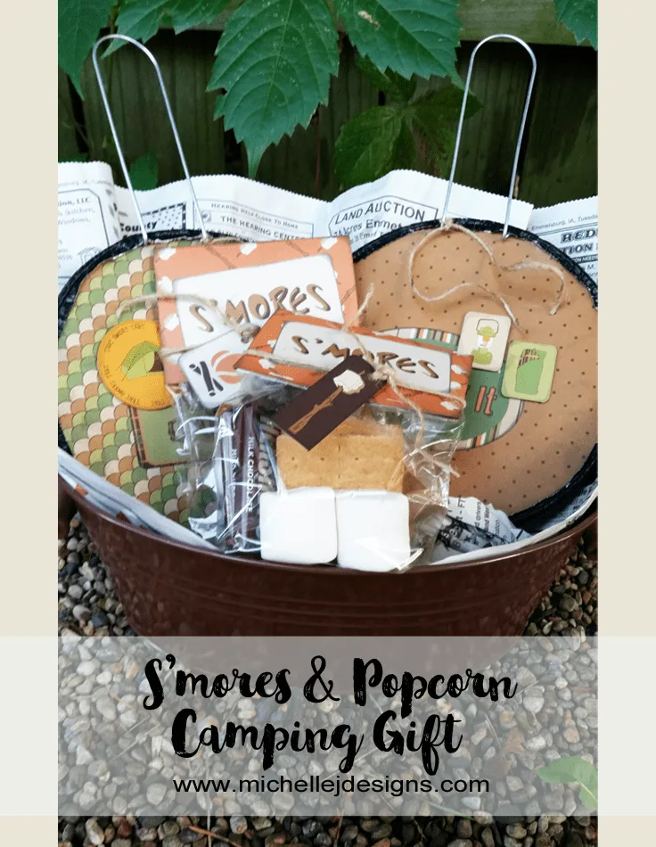 Create_A_Gift_For_Campers - www.michellejdesigns.com - I love to create fun things for my friends and I really like this gift of jiffy pop and smores for my camping friends!