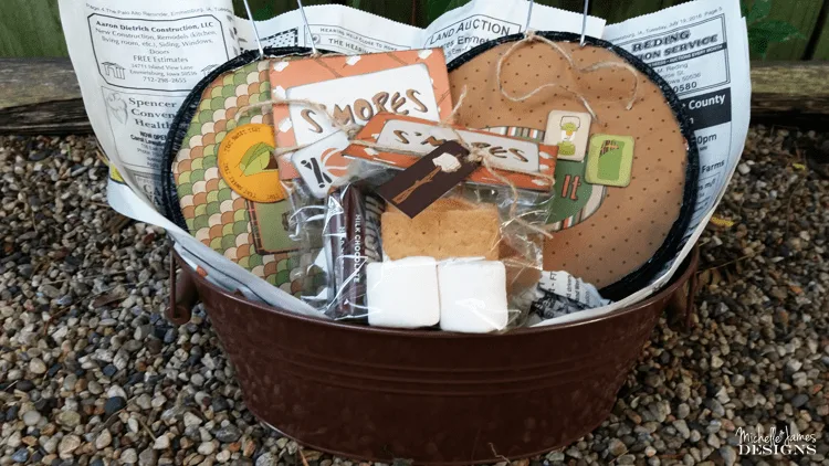 Create_A_Gift_For_Campers - www.michellejdesigns.com - I love to create fun things for my friends and I really like this gift of jiffy pop and smores for my camping friends!