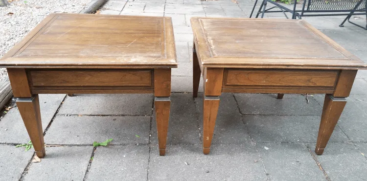 See How I Created These Comfy Footstools and Ottomans from Flea Market Tables!- www.michellejdesigns.com #michellejdesigns #fleamarketfinds #furnitureflip #diyfootstools #diyottomans #repurpose #upcycle #furnitureupclycle