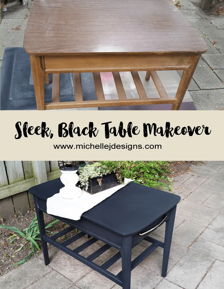 Sleek Black Table Makeover - www.michellejdesigns.com - I used Old Fashioned Milk Paint to transform this table into a sleek table for my son's apartment!