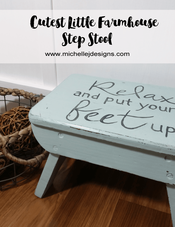 Cute Farmhouse Stool - www.michellejdesgins.com - All I used was paint to transform this cute little farmhouse stool into the perfect home decor!