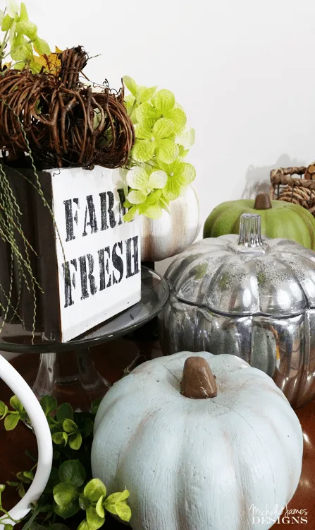 How-To-Transform-Foam-Pumpkins-Into-Pretty-Fall-Decor - www.michellejdesigns.com - I used paint to transform some hideous, bright orange pumpkins into pretty fall decor.