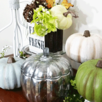 Transform dollar store foam pumpkins into pretty fall decor - www.michellejdesigns.com