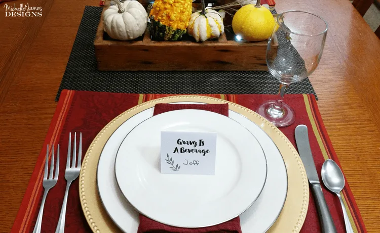 Thanksgiving-Place-Cards - www.michellejdesigns.com - I have designed some Thanksgiving Place Cards with a little humor. Who says Thanksgiving with family can't be funny? There is a free download included so come over and get yours today.