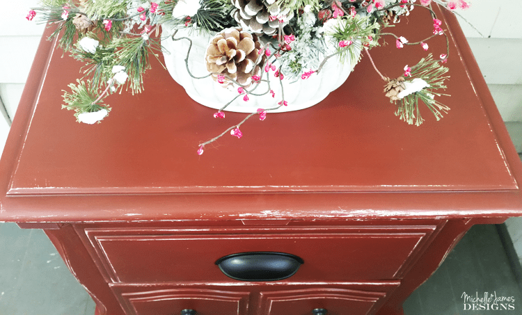 Barn-Red-Night-Stand-Make-Over - www.michellejdesigns.com - Come see this amazing Old Fashioned Milk Paint Color - Barn Red - I used on my night stand. It turned out fabulous!