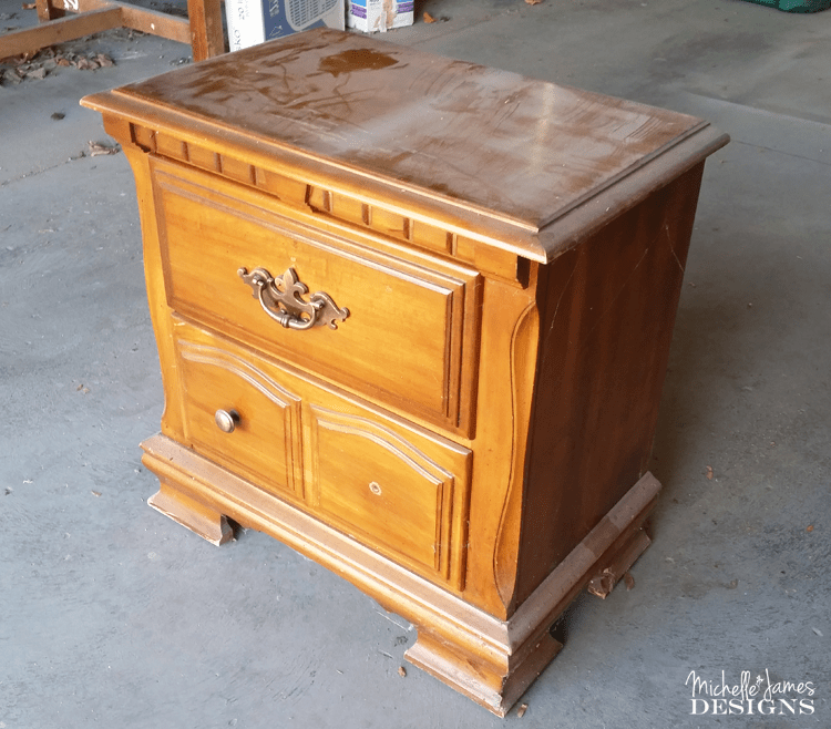 Barn-Red-Night-Stand-Make-Over - www.michellejdesigns.com - Come see this amazing Old Fashioned Milk Paint Color - Barn Red - I used on my night stand. It turned out fabulous!