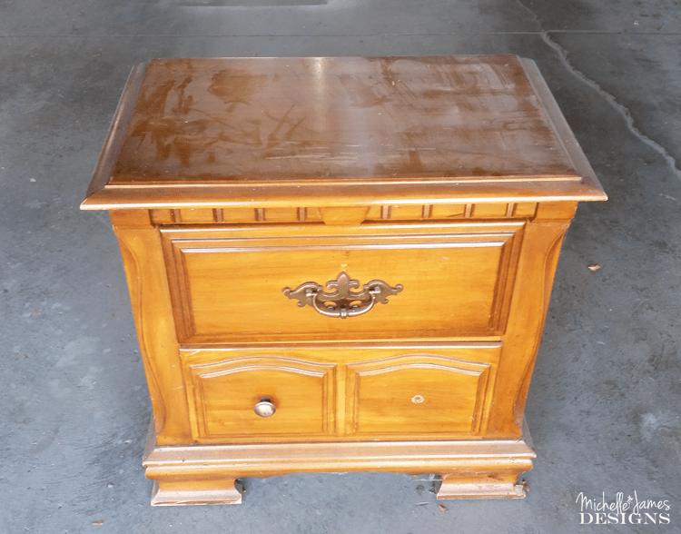 Barn-Red-Night-Stand-Make-Over - www.michellejdesigns.com - Come see this amazing Old Fashioned Milk Paint Color - Barn Red - I used on my night stand. It turned out fabulous!