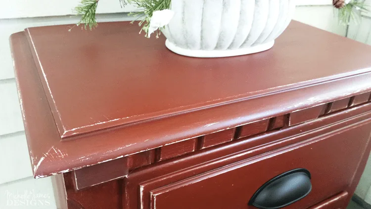 Barn-Red-Night-Stand-Make-Over - www.michellejdesigns.com - Come see this amazing Old Fashioned Milk Paint Color - Barn Red - I used on my night stand. It turned out fabulous!