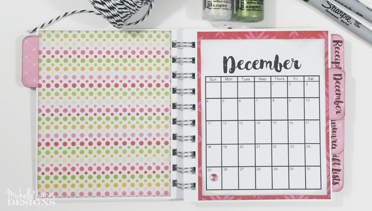 Holiday-Planner - www.michellejdesigns.com - I used a collection of Christmas scrapbook papers and a 4x5 notebook to create a functional holiday planner to help keep everything organized this season!