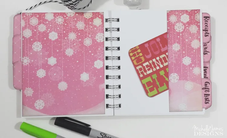 Holiday-Planner - www.michellejdesigns.com - I used a collection of Christmas scrapbook papers and a 4x5 notebook to create a functional holiday planner to help keep everything organized this season!