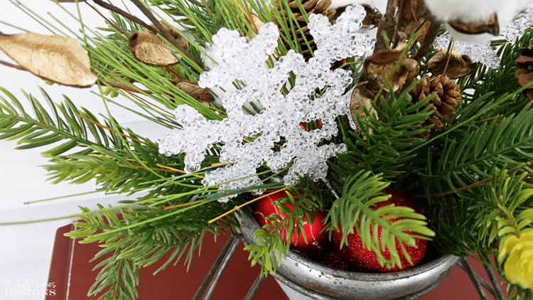 Trash-To-Treasure-Farmhouse-Holiday-Decor - www.michellejdesigns - I love to recycle and re-use when ever I can. I bought this vintage canner piece a few months ago and it has been reborn as a container to hold this beautiful holiday arrangement.